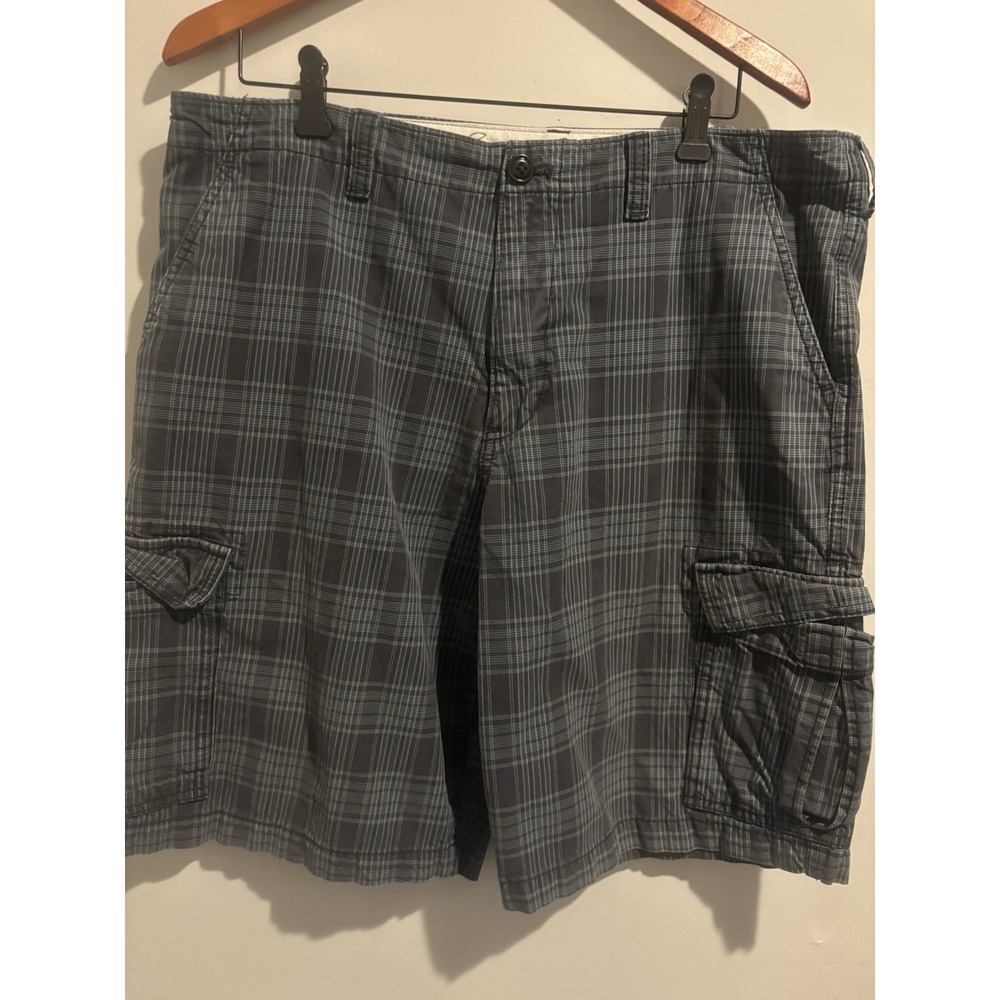 Eddie Bauer Cargo Shorts Men's Plaid Cotton Long Golf Board Pockets Size 36